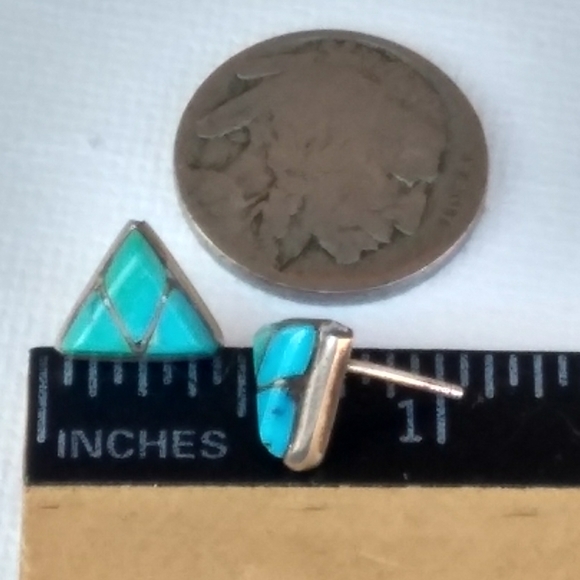 VINTAGE SouthWestern SterlingSilver Turquoise Stud - Picture 6 of 8